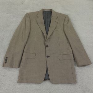 Hickey Freeman Sport Coat Mens 40R Houndstooth Tan Black Silk Camel USA‎ Blazer